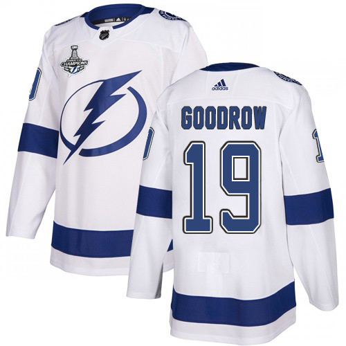 Adidas Tampa Bay Lightning Men #19 Barclay Goodrow White Road Authentic 2020 Stanley Cup Champions Stitched NHL Jersey->tampa bay lightning->NHL Jersey